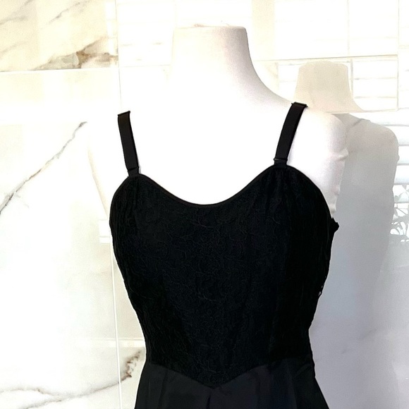 VINTAGE 50's Black Lace Slip Dress Lingerie by Barbizon Luxury - Picture 3 of 13